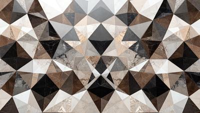 The primary subject of the image is a marble tile pattern, which is the main focus of the image. The setting is a marble tile surface, and the visual style is a combination of digital art and illustration. The colors and mood of the image are predominantly brown and black, giving it a modern and sophisticated appearance.