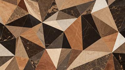 The image features a patterned floor made of marble, with a variety of colors and shapes. The floor is covered with a mosaic design, giving it a unique and visually appealing appearance. The colors and patterns create a sense of depth and complexity, making the floor stand out as a focal point in the room. The overall atmosphere of the image is elegant and sophisticated, reflecting the high-quality materials and craftsmanship used in creating the marble floor.