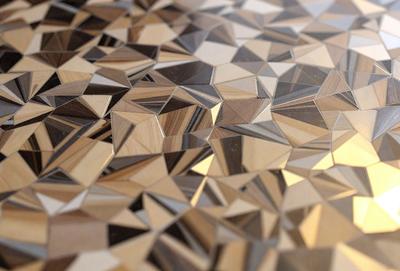 The primary subject of the image is a wooden table with a patterned surface. The table features a geometric design, giving it a unique and visually appealing appearance. The setting is indoors, with the table being the main focus of the scene. The visual style of the image is a combination of photo and digital art, creating a blend of realism and creativity. The colors and mood of the image are warm and inviting, with the wooden table and patterned surface contributing to a cozy and comfortable atmosphere.