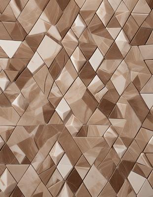 The primary subject of the image is a wall with a unique and intricate design. The wall features a pattern of triangles, giving it a distinct and artistic appearance. The setting is indoors, likely in a room or a space with a similar design. The visual style of the image is a close-up of the wall, showcasing the intricate pattern and details of the design. The colors and mood of the image are warm and inviting, with the triangular pattern creating a sense of depth and texture on the