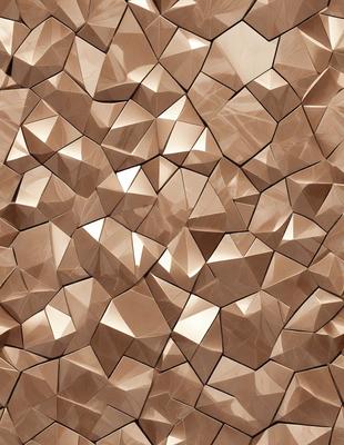 The primary subject of the image is a wall with a pattern of triangles. The setting is a room with a brown wall, and the visual style appears to be a combination of photo and digital art. The dominant colors are brown and gold, creating a warm and inviting atmosphere.