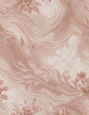 The primary subject of the image is a marble wall with a pink and brown color scheme. The setting is a room with a marble floor, and the visual style is a combination of a photo and a drawing. The colors and mood of the image are warm and inviting, with the marble wall and floor adding a sense of luxury and elegance to the space.
