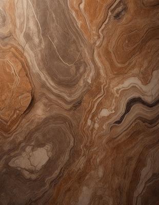 The image features a close-up of a marble surface with a variety of textures and patterns. The marble appears to be a mix of brown and tan colors, creating a rich and natural appearance. The close-up view of the marble allows for a detailed examination of its intricate patterns and textures, showcasing the beauty and uniqueness of the material.