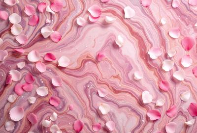 The primary subject of the image is a close-up of a pink flower, which is the main focus of the image. The setting is a marbled surface, which serves as the backdrop for the flower. The visual style of the image is a photo, capturing the beauty of the pink flower in detail. The dominant colors in the image are pink and white, creating a warm and inviting atmosphere.