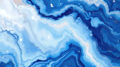 The primary subject of the image is a blue and white painting of a starry night sky. The setting is a night sky filled with stars, creating a serene and peaceful atmosphere. The visual style is a painting, which gives the image a more artistic and creative appearance. The dominant colors are blue and white, with the blue hues creating a sense of depth and tranquility.