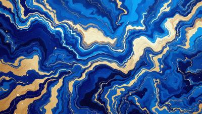 The primary subject of the image is a blue and gold swirling pattern, which appears to be a digital art or illustration. The setting is a blue and gold background, creating a visually striking contrast. The visual style is a combination of digital art and illustration, giving the image a unique and artistic appearance. The dominant colors are blue and gold, creating a sense of depth and richness in the pattern.