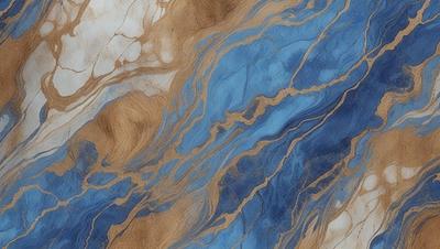 The primary subject of the image is a blue and gold marbled stone. The setting is a close-up of the marbled stone, showcasing its intricate patterns and colors. The visual style is a detailed, artistic representation of the stone, possibly as a digital art or illustration. The colors and mood of the image are predominantly blue and gold, creating a sense of elegance and sophistication.