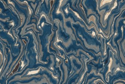 The primary subject of the image is a blue and white patterned fabric. The setting is a close-up of the fabric, showcasing its intricate design. The visual style is a combination of digital art and illustration, creating a unique and eye-catching pattern. The dominant colors are blue and white, giving the fabric a clean and sophisticated appearance.