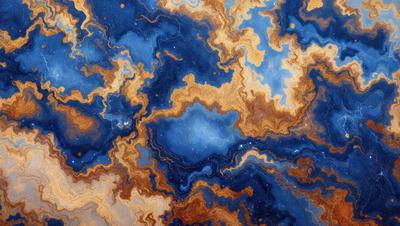 The primary subject of the image is a blue and orange swirling pattern, which appears to be a painting or a digital artwork. The setting is a blue and orange background, creating a vibrant and dynamic atmosphere. The visual style is a mix of artistic expression and digital manipulation, giving the image a unique and eye-catching appearance. The dominant colors are blue and orange, which create a sense of depth and energy in the composition.