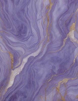 The primary subject of the image is a purple marble wall with gold accents. The setting is a room with a purple marble wall as the main focus. The visual style is a combination of a photo and digital art, creating a unique and eye-catching design. The dominant colors are purple and gold, giving the wall a luxurious and elegant appearance.