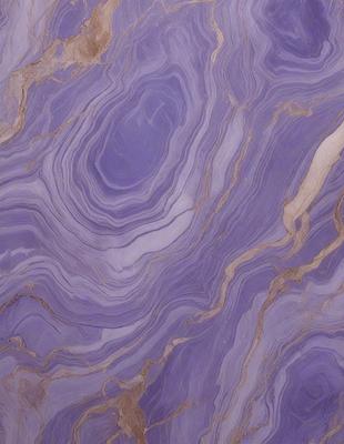 The primary subject of the image is a purple marble stone with a gold-colored vein running through it. The setting is a close-up of the marble, showcasing its unique texture and color. The visual style is a realistic representation of the marble, capturing its natural beauty. The dominant colors are purple and gold, creating a luxurious and elegant atmosphere.