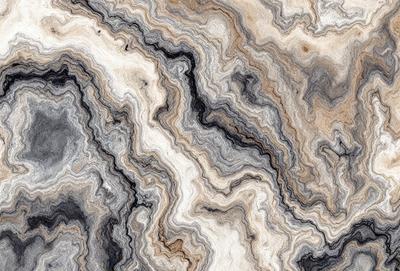 The image features a close-up of a marble-like surface with a pattern of swirls and crevices. The primary subject is the intricate design of the marble, which showcases the natural beauty of the material. The setting is a stone or marble surface, possibly a countertop or a wall. The visual style is a close-up of the marble, highlighting its unique texture and pattern. The colors and mood of the image are predominantly neutral, with the marble's natural hues