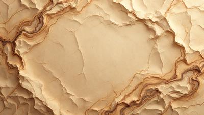 The primary subject of the image is a piece of paper with a heart-shaped hole in it. The paper is placed on a marbled surface, which adds a sense of texture and depth to the scene. The visual style of the image is a close-up, focusing on the paper and its unique design. The colors in the image are predominantly brown, which gives the scene a warm and earthy atmosphere.