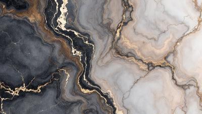 The primary subject of the image is a marble countertop with a unique and intricate design. The setting is a kitchen or bathroom, as the countertop is a prominent feature in the space. The visual style is a combination of natural and artificial elements, as the marble countertop is a natural material, while the design itself is likely a result of human craftsmanship. The colors and mood of the image are predominantly neutral, with the marble countertop providing a warm and earthy tone.