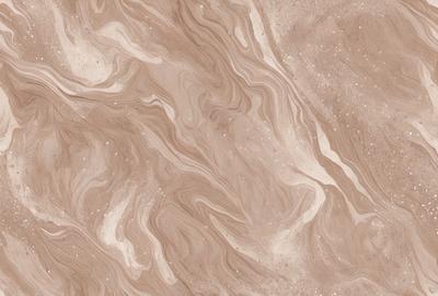 The image features a brown and white marbled surface, which appears to be a stone or tile material. The surface has a wavy pattern, giving it a unique and textured appearance. The primary subject of the image is the marbled surface, which serves as the main focus of the image. The setting or background is the marbled surface, and the visual style is a close-up of the marbled material. The colors and mood of the image are predominantly brown and white, with a slightly earthy and natural feel to