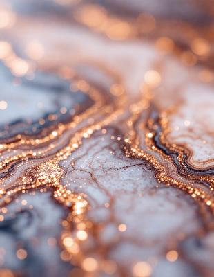 The primary subject of the image is a close-up of a marbled surface, possibly a piece of marble or a marbled table. The setting is a dark background, which contrasts with the marbled surface. The visual style appears to be a close-up of a textured surface, possibly a piece of marble or a marbled table. The colors and mood of the image are predominantly dark, with the marbled surface being the main focus and source of light.