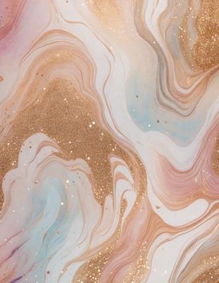 The primary subject of the image is a close-up of a gold and white swirling pattern, which appears to be a painting or a digital artwork. The setting is a white surface, and the visual style is a mix of digital art and painting. The dominant colors are gold and white, creating a warm and elegant atmosphere.