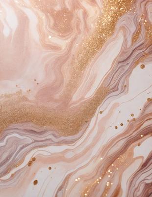 The primary subject of the image is a marbled surface with gold glitter. The setting is a rocky, textured background, and the visual style is a close-up of the marbled surface. The colors and mood of the image are warm and inviting, with the gold glitter adding a touch of luxury and sophistication.