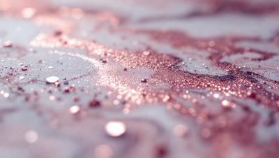 The primary subject of the image is a pink glittery substance, which appears to be a mix of glitter and a pink substance. The setting is a white surface, which provides a contrasting background for the glittery substance. The visual style of the image is a close-up of the glittery substance, showcasing its texture and appearance. The colors and mood of the image are predominantly pink, with a hint of glittery sparkle, creating a visually appe