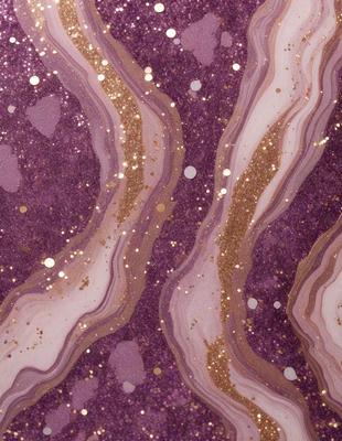 The primary subject of the image is a purple and gold patterned surface, which appears to be a marbled or textured material. The setting is a close-up view of the pattern, showcasing the intricate details of the gold and purple design. The visual style is a combination of digital art and illustration, as the pattern is created using a computer-generated design. The colors and mood of the image are predominantly purple and gold, giving it a luxurious and elegant appearance.