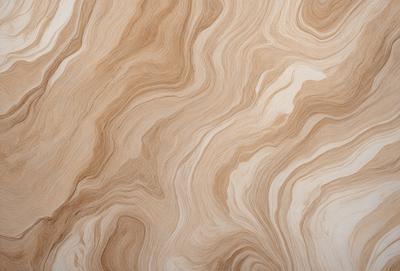 The image features a wooden surface with a unique and intricate pattern. The primary subject is the wooden surface, which appears to be a piece of wood with a swirling, wavy pattern. The setting is a close-up of the wooden surface, showcasing the intricate details of the pattern. The visual style is a close-up of the wooden surface, emphasizing the texture and pattern. The colors and mood of the image are warm and natural, with the wooden surface being the main focus of the image.