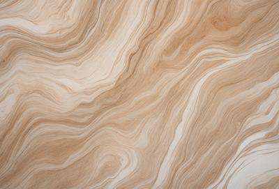 The image features a wooden surface with a unique and intricate pattern. The primary subject is the wooden material, which appears to be a wood grain or a textured pattern. The setting is a close-up view of the wooden surface, showcasing its details and texture. The visual style is a natural, organic look, as the wooden material is the main focus of the image. The colors and mood of the image are warm and earthy, with the wooden surface being the dominant color.