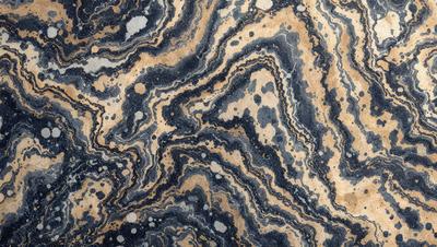 The primary subject of the image is a close-up of a rock formation, possibly a piece of marble or a stone wall. The setting is a natural environment, with the rock formation being the main focus of the image. The visual style appears to be a close-up of the rock formation, showcasing its intricate details. The colors and mood of the image are predominantly dark, with the rock formation being the main source of contrast and visual interest.