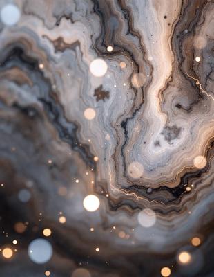 The primary subject of the image is a close-up of a rock formation, possibly a geode, with a pattern of light shining through it. The setting is a dark background, which emphasizes the rock's texture and the light's pattern. The visual style is a combination of a photo and digital art, as the light's pattern is digitally created and the rock formation is a natural object. The colors and mood of the image are predominantly dark, with the light's pattern adding a sense of depth