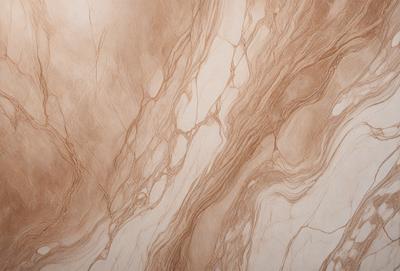 The primary subject of the image is a marble wall with a brown and white color scheme. The setting is a room with a wooden floor, and the visual style is a close-up of the marble wall. The colors and mood of the image are warm and natural, with the brown and white marble creating a sense of elegance and sophistication.