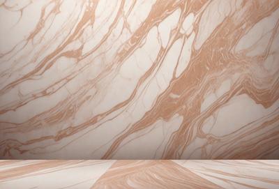 The primary subject of the image is a marble wall with a unique, swirling pattern. The setting is a room with a white surface, which contrasts with the marble wall. The visual style is a close-up of the marble wall, showcasing its intricate design. The colors and mood of the image are predominantly neutral, with the marble wall being the main focus and the white surface providing a clean and elegant backdrop.