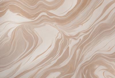 The image features a marble-like surface with a pattern of swirls and waves. The primary subject is the intricate design of the marble, which creates a visually appealing and textured surface. The setting is a room with the marble surface as the main focus. The visual style is a close-up of the marble, showcasing its unique pattern and texture. The colors and mood of the image are predominantly neutral, with the marble's swirls and waves providing a sense of depth and