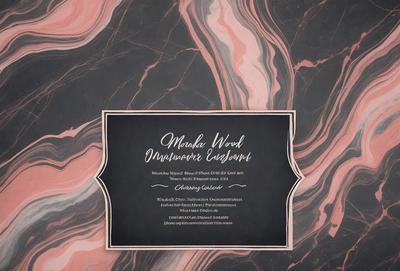 The primary subject of the image is a black and white calendar with a marbled background. The setting is a pink marbled surface, which adds a touch of color to the scene. The visual style is a combination of a photo and a digital art, creating a unique and eye-catching design. The colors and mood of the image are predominantly black and white, with the pink marbled surface adding a touch of warmth and elegance to the overall atmosphere.