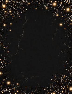 The primary subject of the image is a black background with a few gold stars scattered across it. The setting is a night sky, and the visual style appears to be a digital art or illustration. The colors and mood of the image are predominantly dark and mysterious, with the gold stars adding a touch of warmth and brightness.