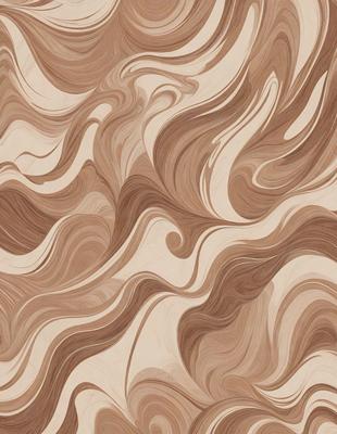The primary subject of the image is a wooden surface with a pattern of swirls and waves. The setting is a wooden floor, and the visual style is a combination of a photo and a digital art. The dominant colors are brown and beige, creating a warm and natural atmosphere.