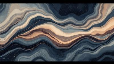 The primary subject of the image is a blue and white ocean wave. The setting is a nighttime ocean scene, with the wave crashing against the shore. The visual style is a combination of digital art and illustration, creating a dynamic and captivating image. The dominant colors are blue and white, with the blue wave and white foam, creating a serene and calming atmosphere.