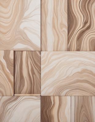 The primary subject of the image is a wooden tile with a unique and intricate design. The tile is made of wood and features a pattern of swirls and curves, giving it a distinctive and artistic appearance. The setting is a room with a wooden floor, where the tile is placed. The visual style of the image is a close-up of the tile, showcasing its details and texture. The colors and mood of the image are warm and natural, with the wooden tile and floor creating a cozy and inviting atmosphere