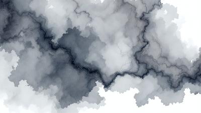 The primary subject of the image is a cloudy sky, with a focus on the clouds and their intricate patterns. The setting is a gray and white background, which adds to the overall atmosphere of the scene. The visual style of the image is a combination of digital art and illustration, creating a unique and artistic representation of the cloudy sky. The colors and mood of the image are predominantly gray and white, with a hint of blue, giving it a calm and serene appearance.