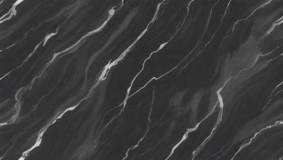 The primary subject of the image is a black and white marble tile. The setting is a black background, which highlights the marble tile. The visual style is a close-up of the marble tile, showcasing its texture and pattern. The colors and mood of the image are predominantly black and white, giving it a classic and elegant appearance.