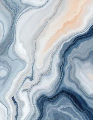 The primary subject of the image is a close-up of a marble-like pattern, which appears to be a painting or a digital artwork. The setting is a blue and white marble-like surface, which serves as the background. The visual style is a combination of painting and digital art, creating a unique and intricate design. The colors and mood of the image are predominantly blue and white, giving it a calm and sophisticated atmosphere.