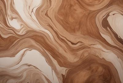 The primary subject of the image is a wooden surface with a unique and intricate pattern. The setting appears to be a room with a wall, and the visual style is a combination of a photo and a drawing. The colors and mood of the image are warm and inviting, with the wooden surface being the main focus.