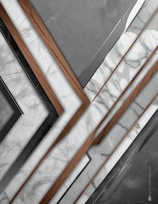 The primary subject of the image is a marble wall with a wooden frame. The setting is a room with a marble countertop. The visual style is a combination of a photo and digital art, creating a unique and artistic representation of the marble wall and wooden frame. The colors and mood of the image are predominantly neutral, with the marble and wood providing a sense of elegance and sophistication.