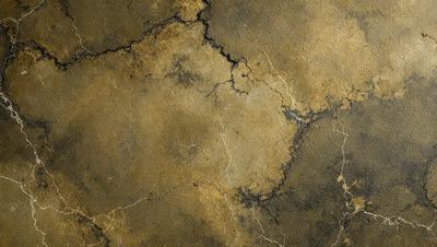 The primary subject of the image is a close-up of a marble surface with a pattern of cracks and holes. The setting is a stone wall, and the visual style is a close-up of the marble surface. The colors and mood of the image are predominantly brown and earthy, giving it a natural and textured appearance.
