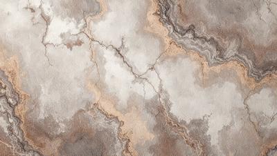 The primary subject of the image is a large, textured wall with a variety of colors and patterns. The setting is a room with a stone wall, and the visual style appears to be a combination of photo and digital art. The dominant colors are brown and white, creating a warm and earthy atmosphere.