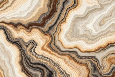 The primary subject of the image is a close-up of a marble-like stone with a unique pattern. The setting is a natural environment, possibly a rock formation or a stone surface. The visual style is a close-up of the stone, showcasing its intricate texture and pattern. The colors and mood of the image are predominantly earthy tones, giving it a natural and organic feel.