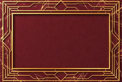 The primary subject of the image is a red background with a gold frame. The setting is a red wall with a gold border. The visual style is a combination of a photo and digital art, creating a unique and eye-catching design. The dominant colors are red and gold, giving the image a bold and luxurious appearance.