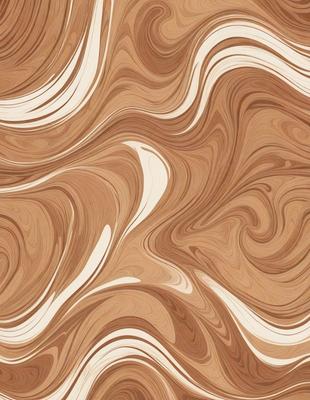 The primary subject of the image is a wooden surface with a pattern of swirls and curves. The setting is a room with a wooden floor, and the visual style appears to be a combination of a photo and a digital art or illustration. The dominant colors are brown and beige, creating a warm and natural atmosphere.