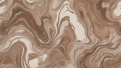 The primary subject of the image is a close-up of a marble-like surface, which appears to be a patterned or textured material. The setting is a room with a wooden floor, and the visual style is a combination of a photo and a drawing. The colors and mood of the image are predominantly brown and earthy, giving it a natural and warm atmosphere.