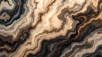 The primary subject of the image is a close-up of a wooden surface with a unique and intricate pattern. The setting is a natural environment, possibly a wooded area or a natural stone surface. The visual style is a close-up of the wooden surface, showcasing the intricate pattern and texture. The colors and mood of the image are predominantly dark, with the wooden surface and pattern creating a sense of depth and complexity.