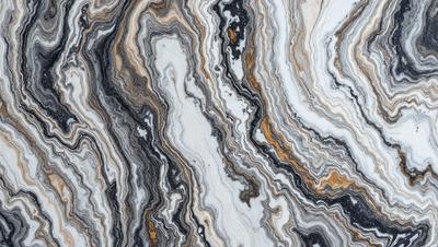 The primary subject of the image is a marble-like stone with a unique pattern. The setting is a close-up of the stone, showcasing its intricate design. The visual style is a realistic representation of the stone, capturing its natural beauty. The colors and mood of the image are predominantly earthy tones, giving it a natural and timeless appearance.