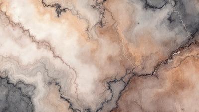 The primary subject of the image is a painting of a marbled surface, which appears to be a combination of watercolor and ink. The setting is a marbled wall, and the visual style is a creative and artistic representation of the marbled surface. The colors and mood of the painting are predominantly brown and earthy, giving it a natural and textured appearance.